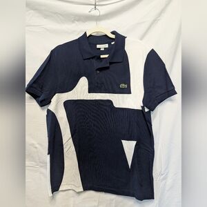 Lacoste Navy and White Polo Shirt